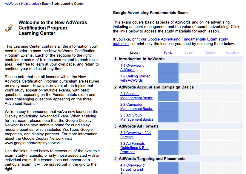 Google AdWords Certification Learning Center