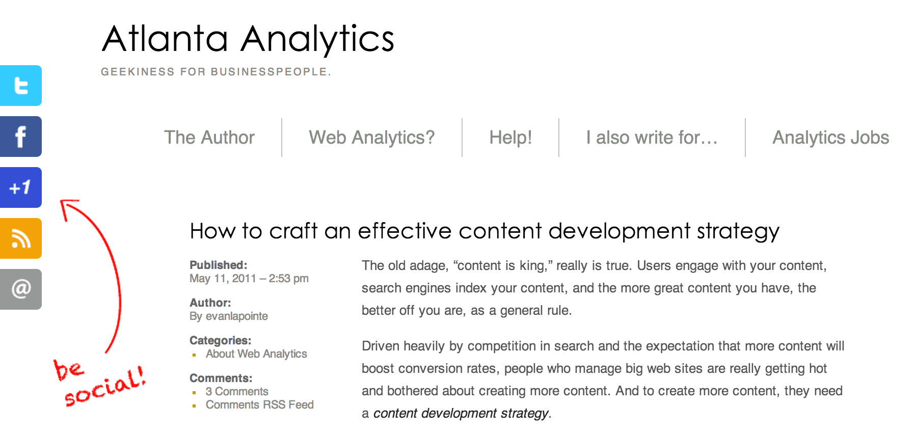 Atlanta Analytics Article on Content Development